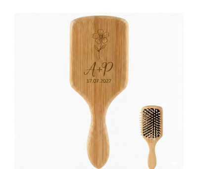 cepillo de pelo bambú personalizable para bodas